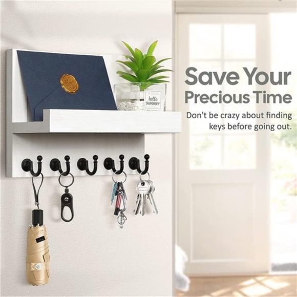Key Holder for Wall:Easy Installation Mail Organizer Wall Mount Hanging Key Rack - Picture 5 of 8
